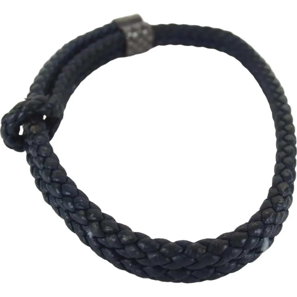 566138AN (S1) Bottega Veneta Bracelet Navy Blue Leather