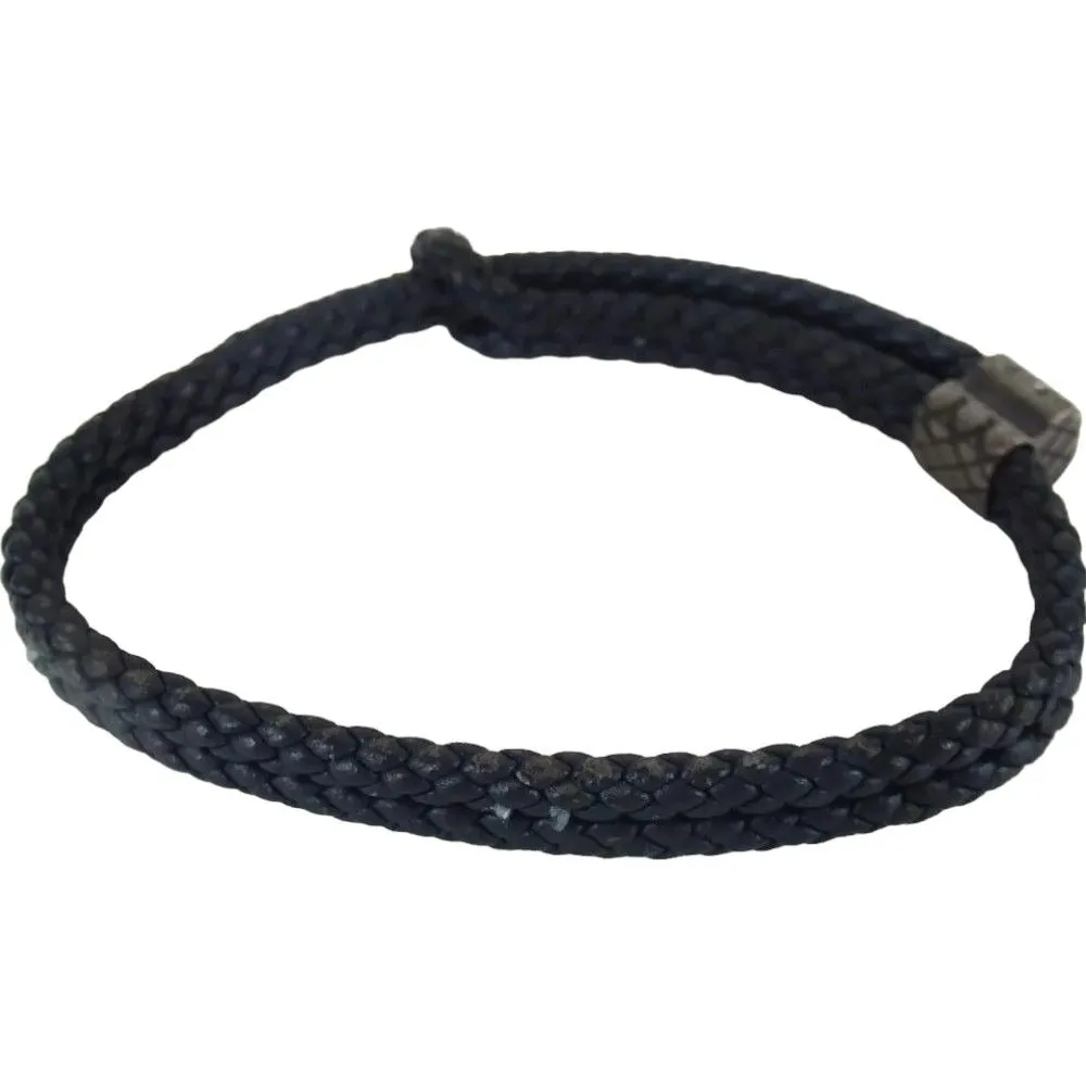 566138AN (S1) Bottega Veneta Bracelet Navy Blue Leather
