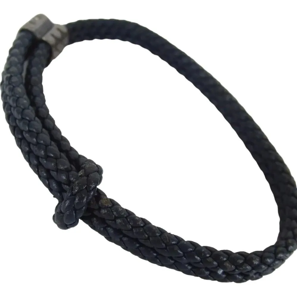 566138AN (S1) Bottega Veneta Bracelet Navy Blue Leather