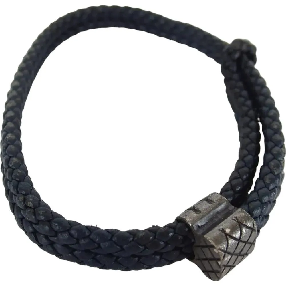 566138AN (S1) Bottega Veneta Bracelet Navy Blue Leather