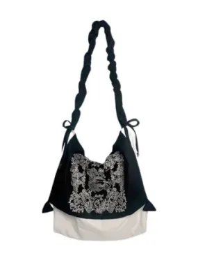 Artistic Slouchy Embroidered Crossbody Bag