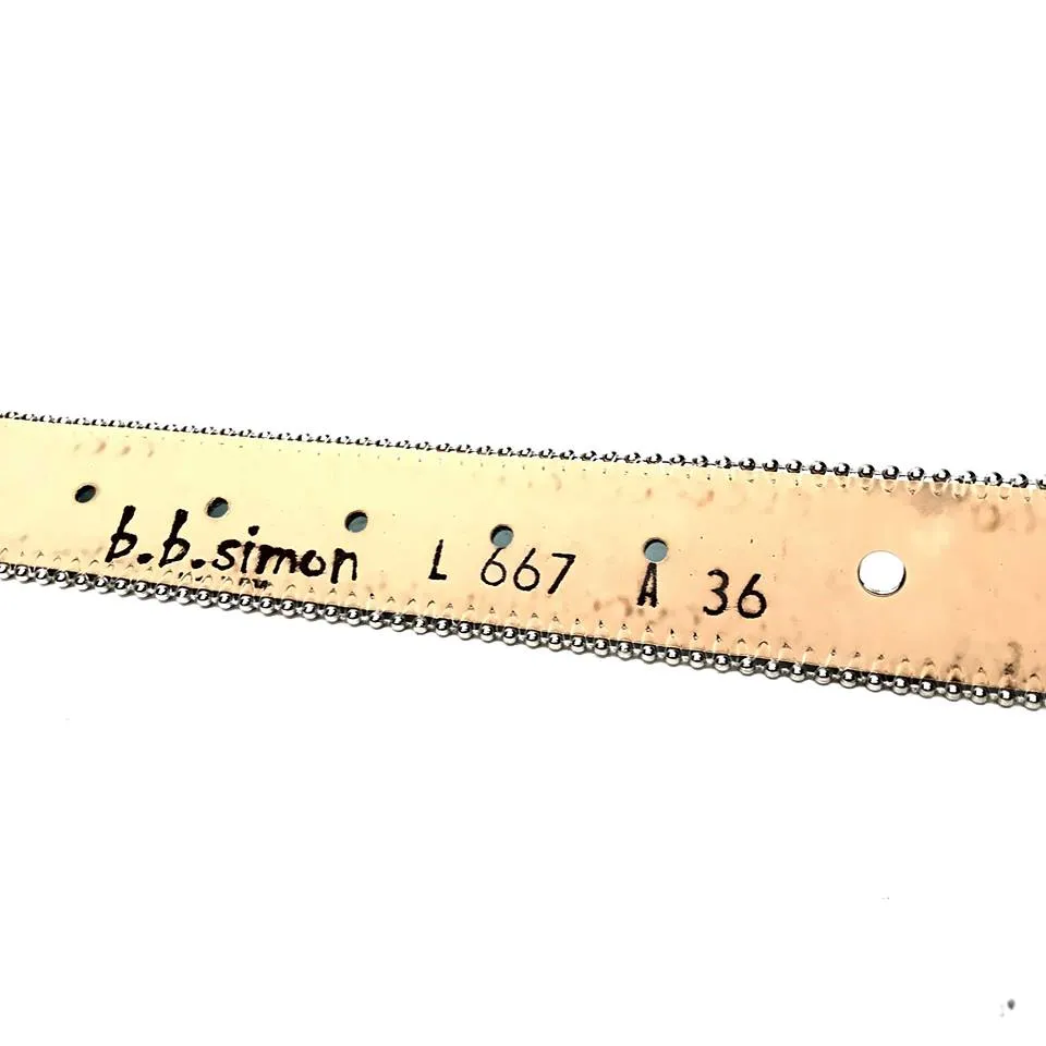 b.b. Simon Metallic Teal Paw Leather Crystal Belt