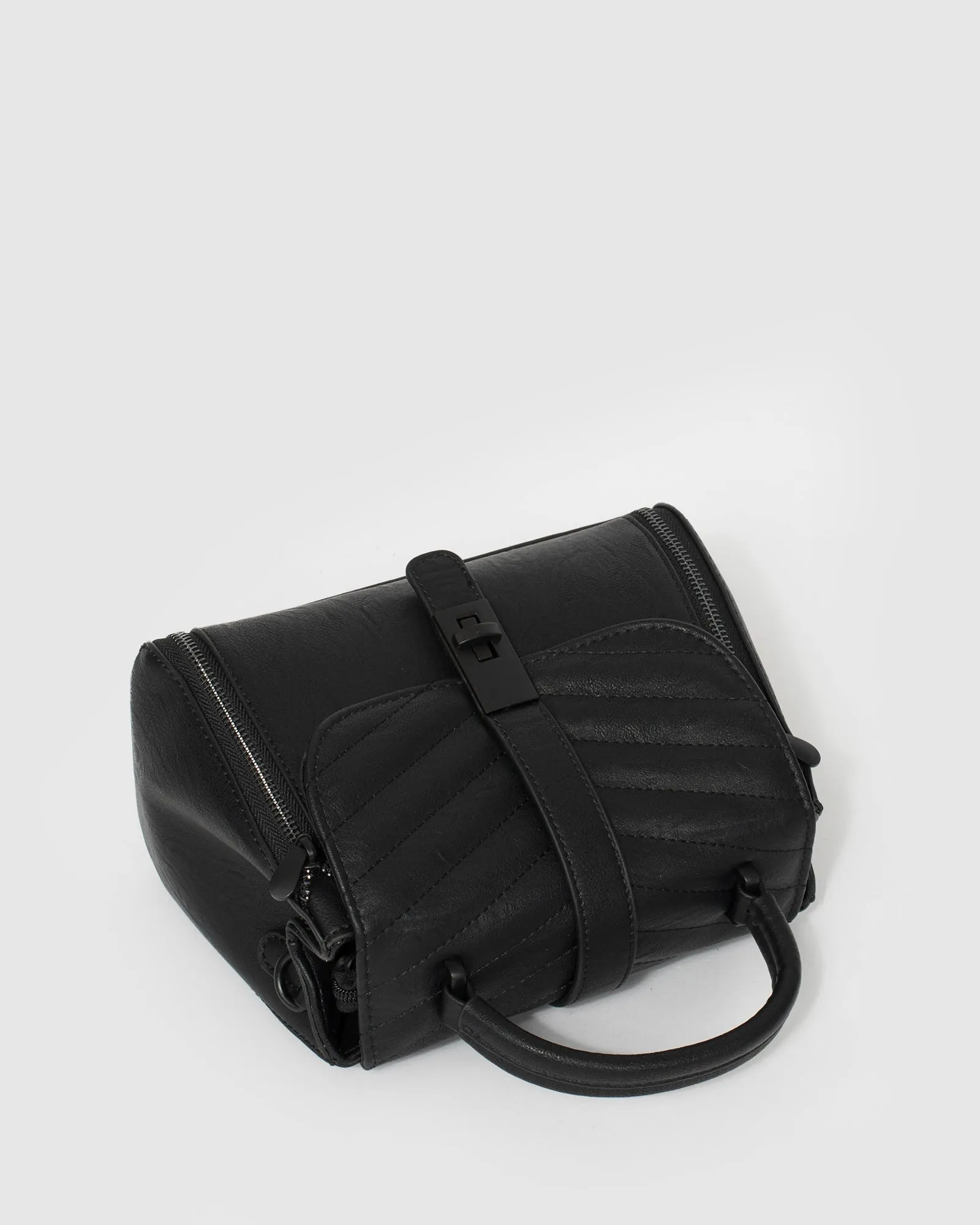 Black Alix Lock Top Handle Bag