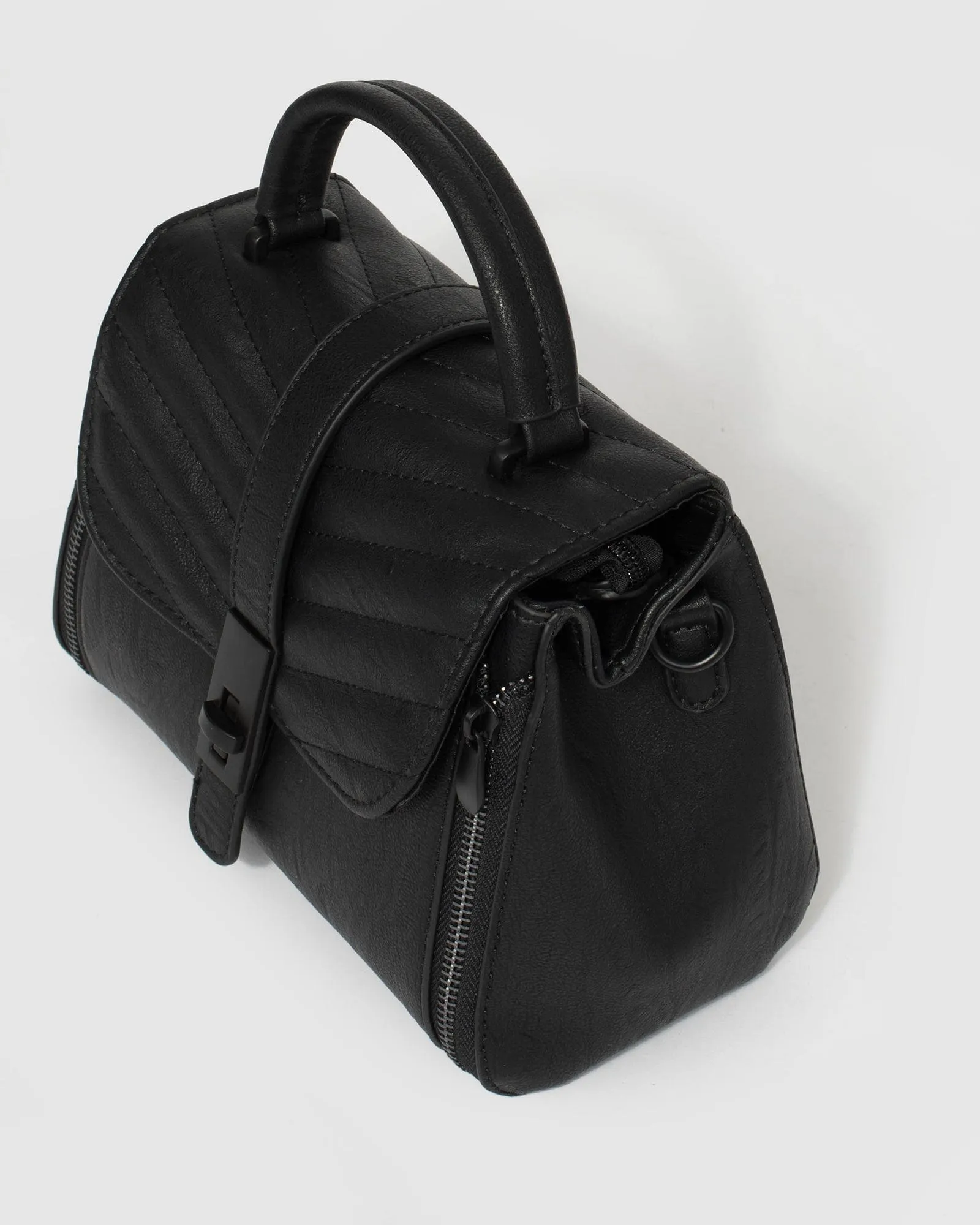Black Alix Lock Top Handle Bag