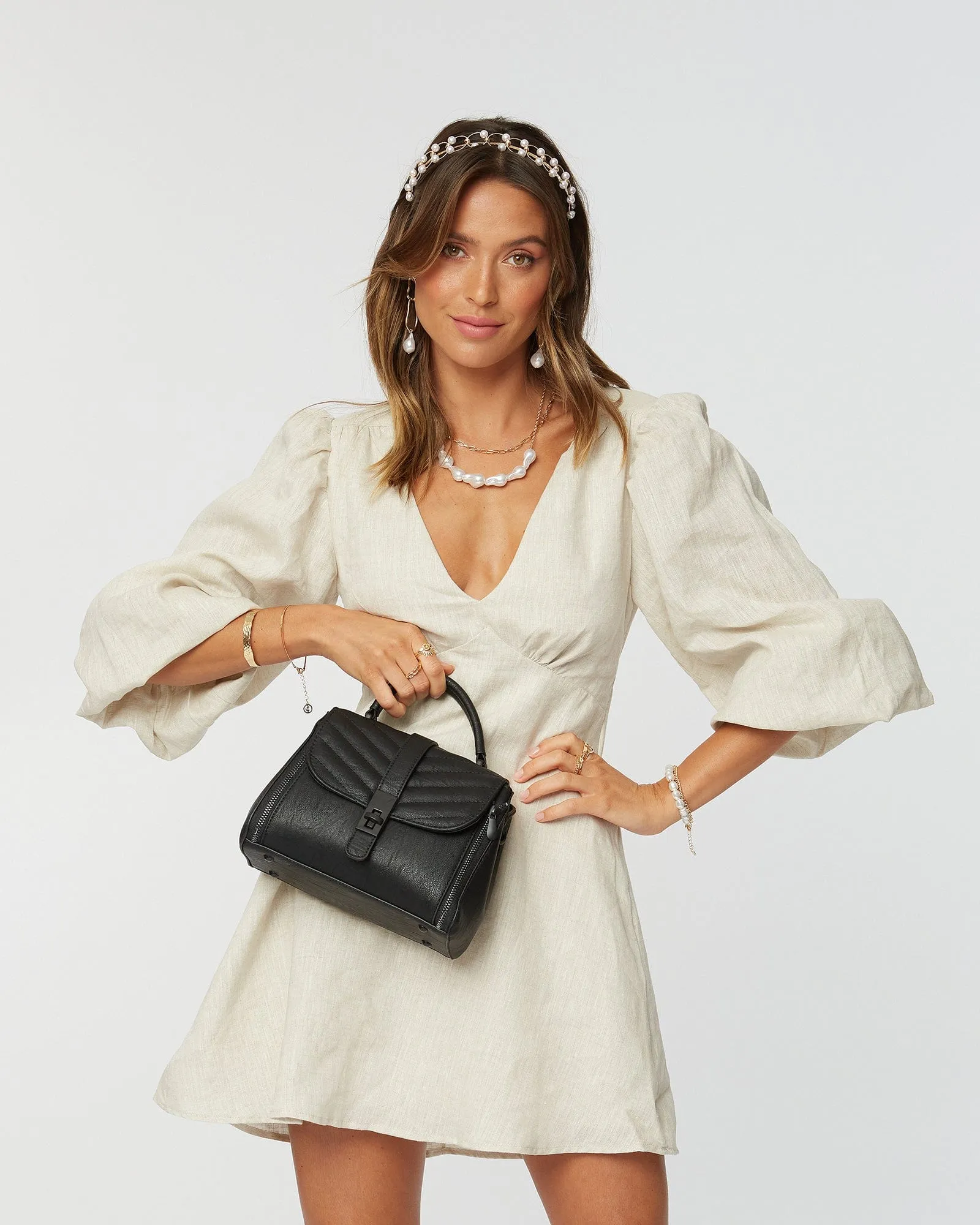 Black Alix Lock Top Handle Bag