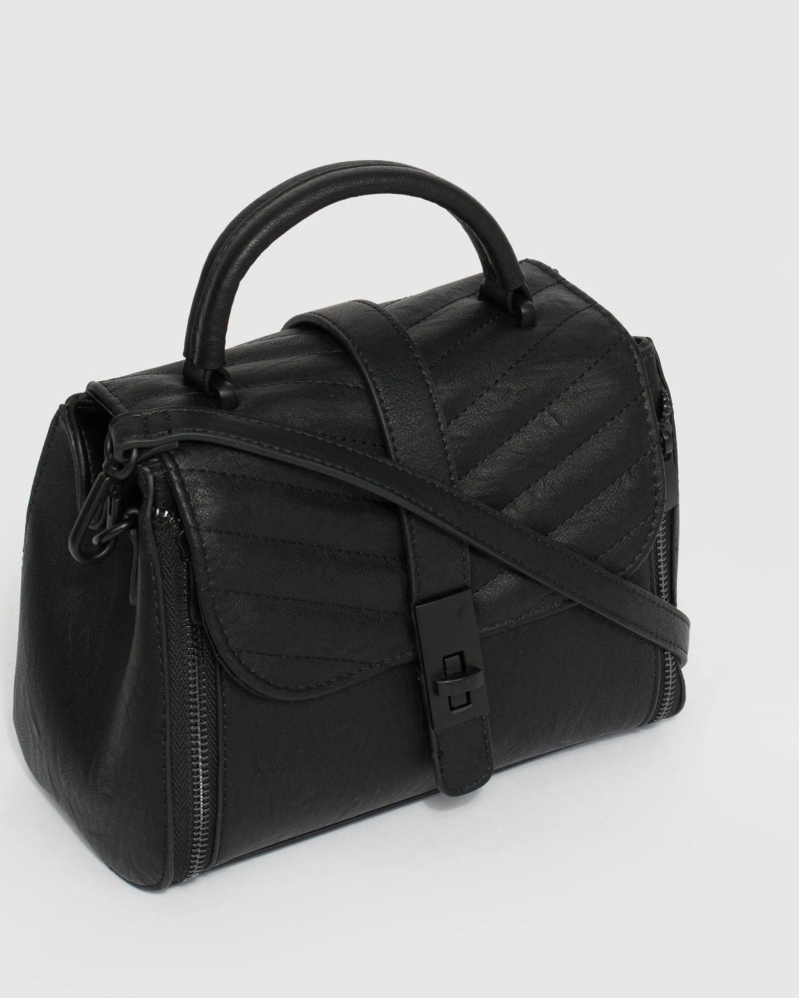 Black Alix Lock Top Handle Bag