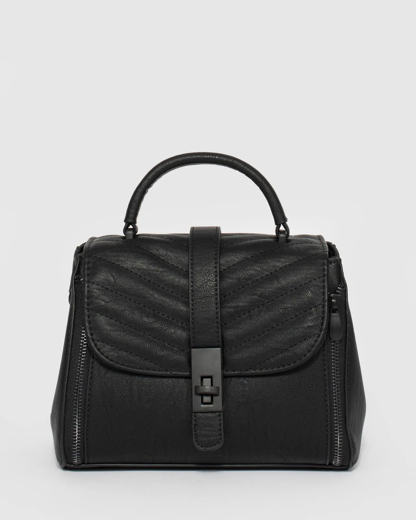 Black Alix Lock Top Handle Bag