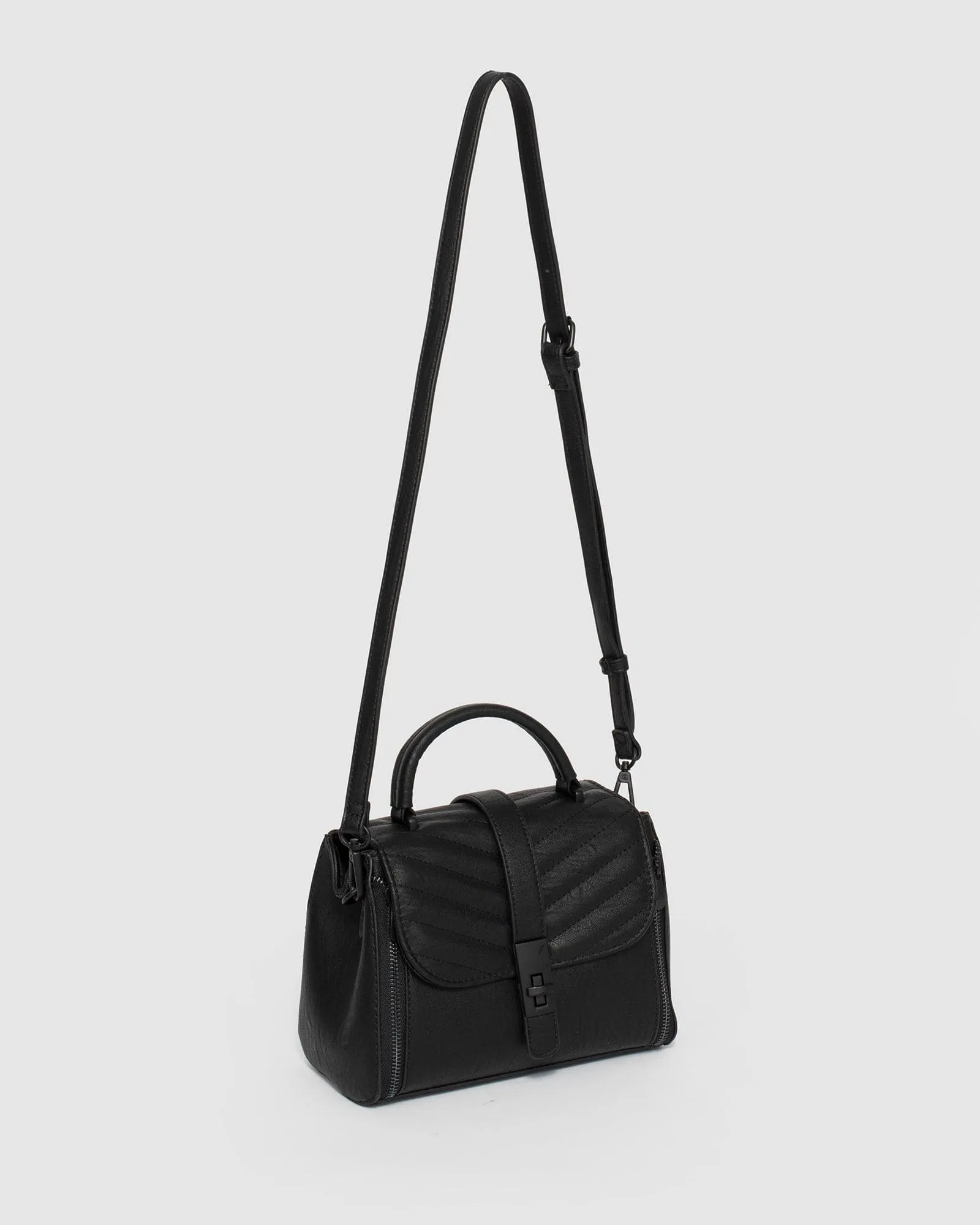 Black Alix Lock Top Handle Bag