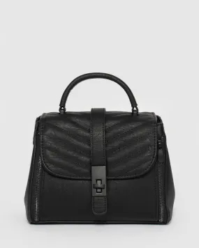 Black Alix Lock Top Handle Bag