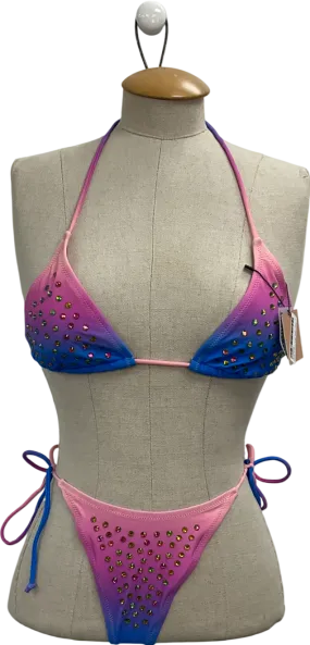 Candypants Purple Studded Ombre Bikini & Ombre Studded Tie Side Bikini Bottom UK 10