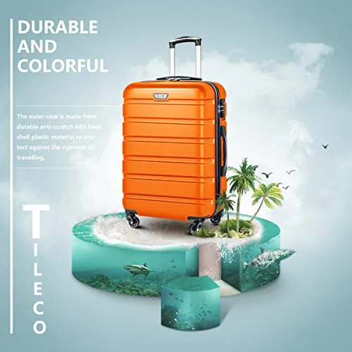 COOLIFE 3 Piece Hardshell Luggage Set - TSA Lock - Orange