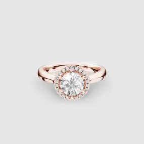 Cross Bridge Halo Solitaire Ring-Round