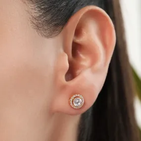 CZ studded Gold Plated Silver Earring