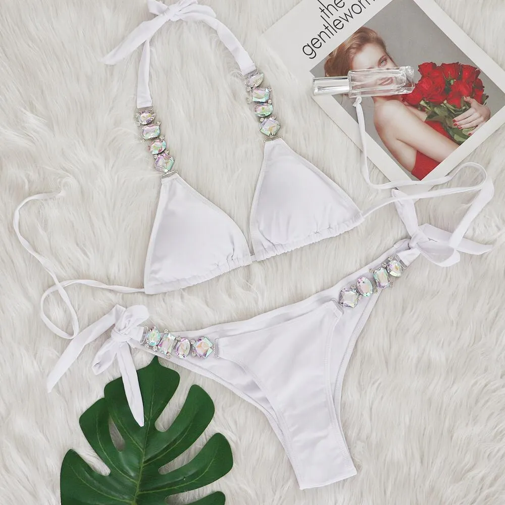 Detachable Straps Diamond-Studded Monokini