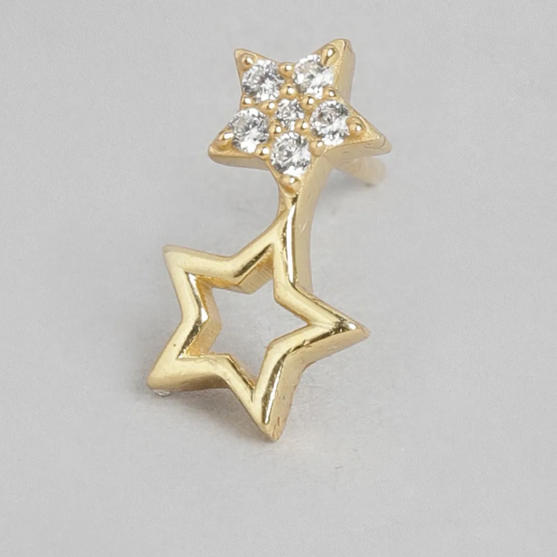 Dual Star CZ Studded 925 Sterling Silver Earring