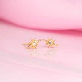 Elongated Star CZ Studded 925 Sterling Silver Earrings