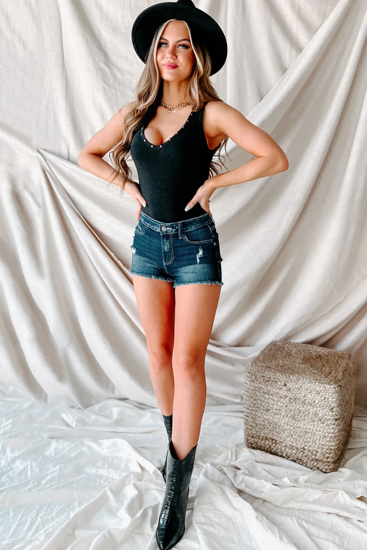 Epic Nights Studded Racerback Bodysuit (Black)