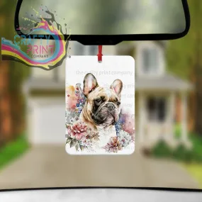 French Bulldog Pastel Flowers Car Air Freshener