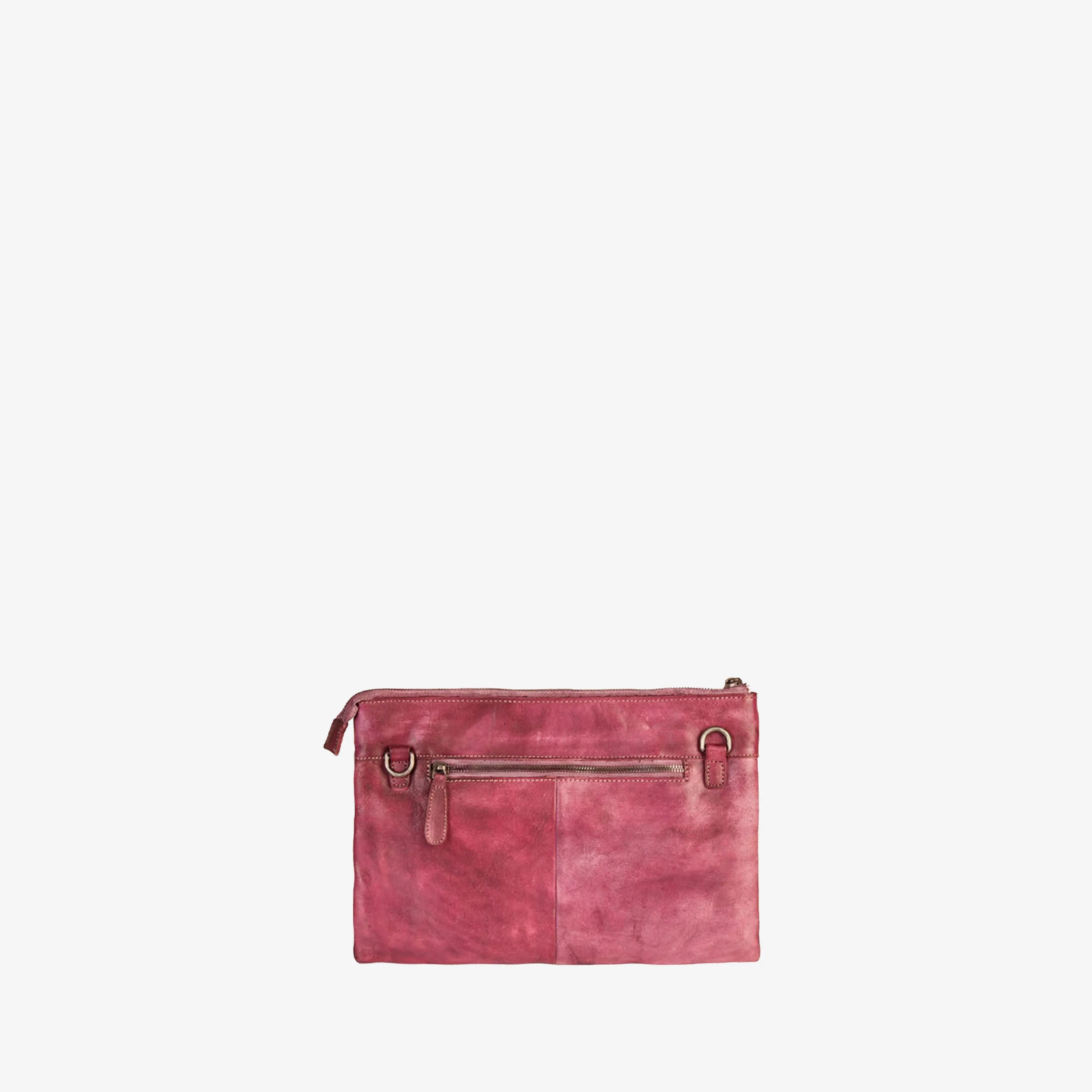 Genuine Leather Stylish Studded Zipper Clutch