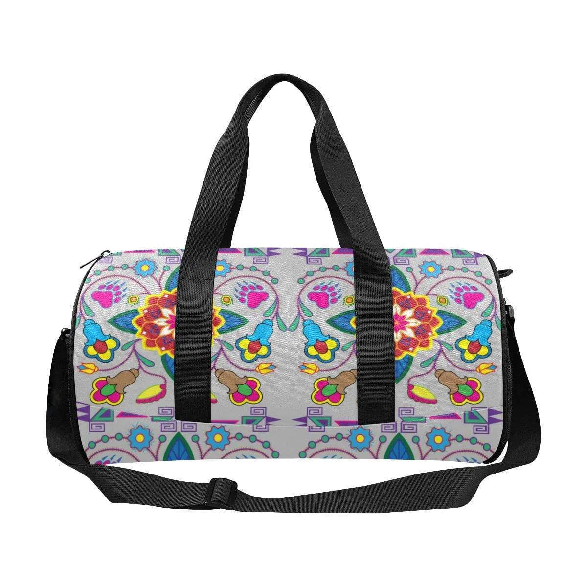 Geometric Floral Winter - Gray Duffle Bag