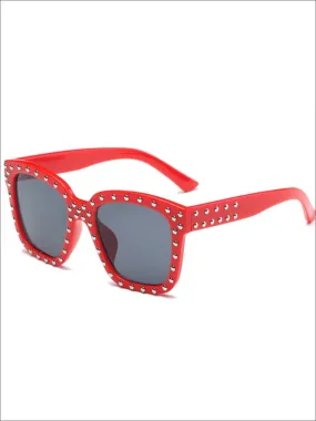 Girls Studded Square Frame Sunglasses