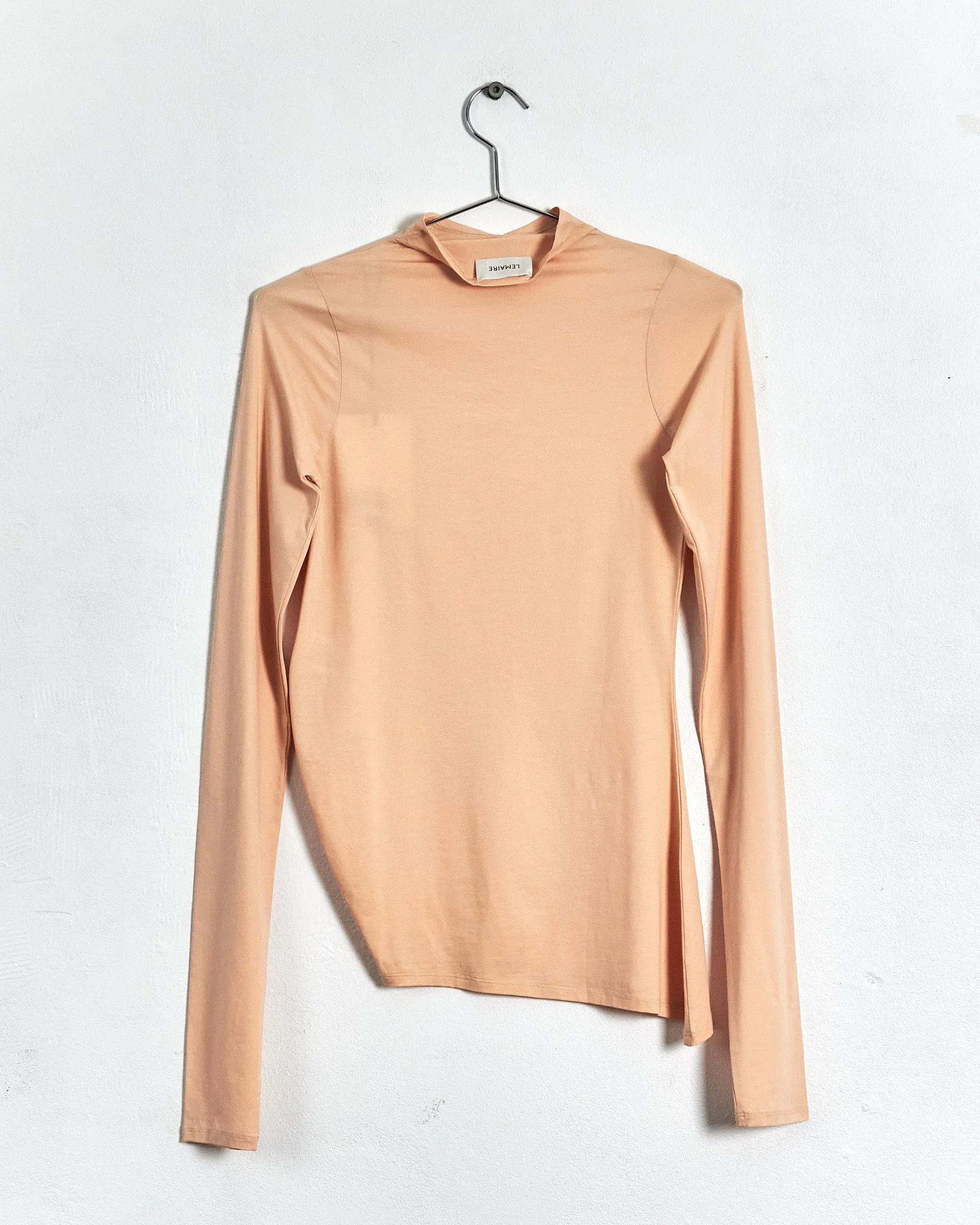 Lemaire 'high collar twisted secondskin' top, apricot, 10
