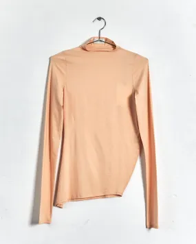 Lemaire 'high collar twisted secondskin' top, apricot, 10