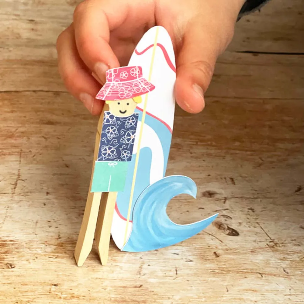 Make Your Own Surfer Peg Doll Kit