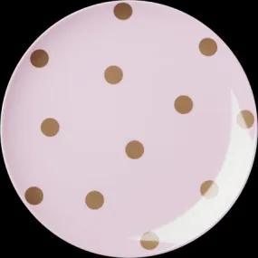 Melamine Pink Side Plate with Gold Polka Dots