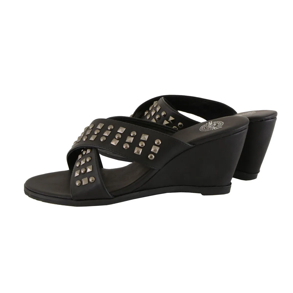 Milwaukee Leather MBL9455 Women's Black Studded Crossover Strap