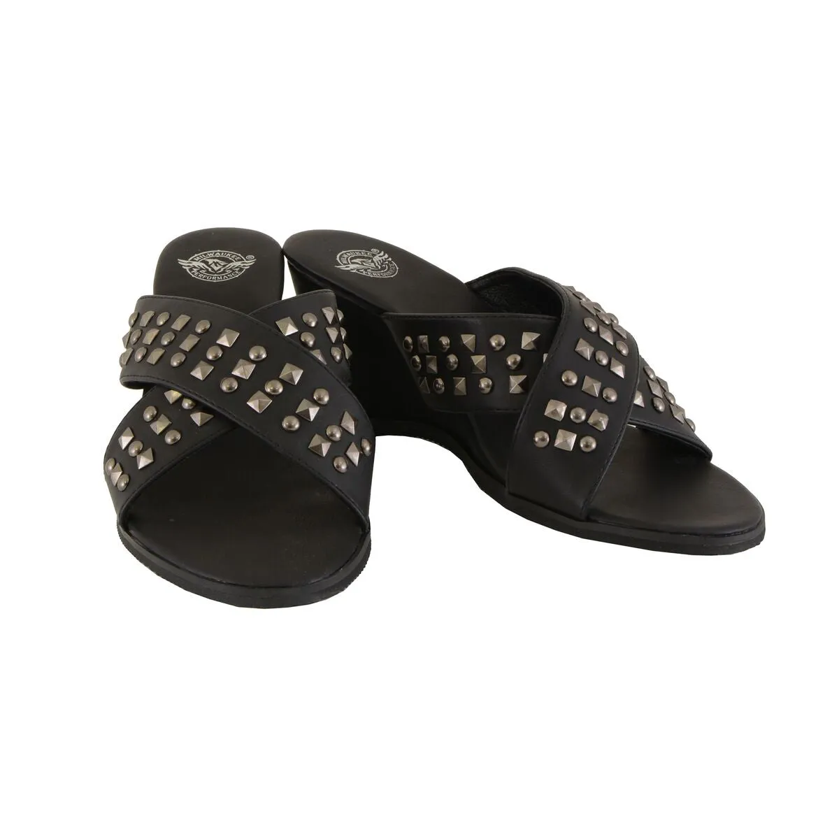 Milwaukee Leather MBL9455 Women's Black Studded Crossover Strap