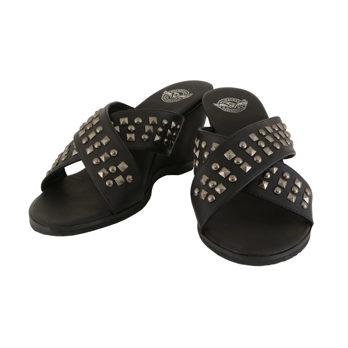 Milwaukee Leather MBL9455 Women's Black Studded Crossover Strap