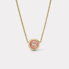 Mini Compass Pendant with Pink Opal