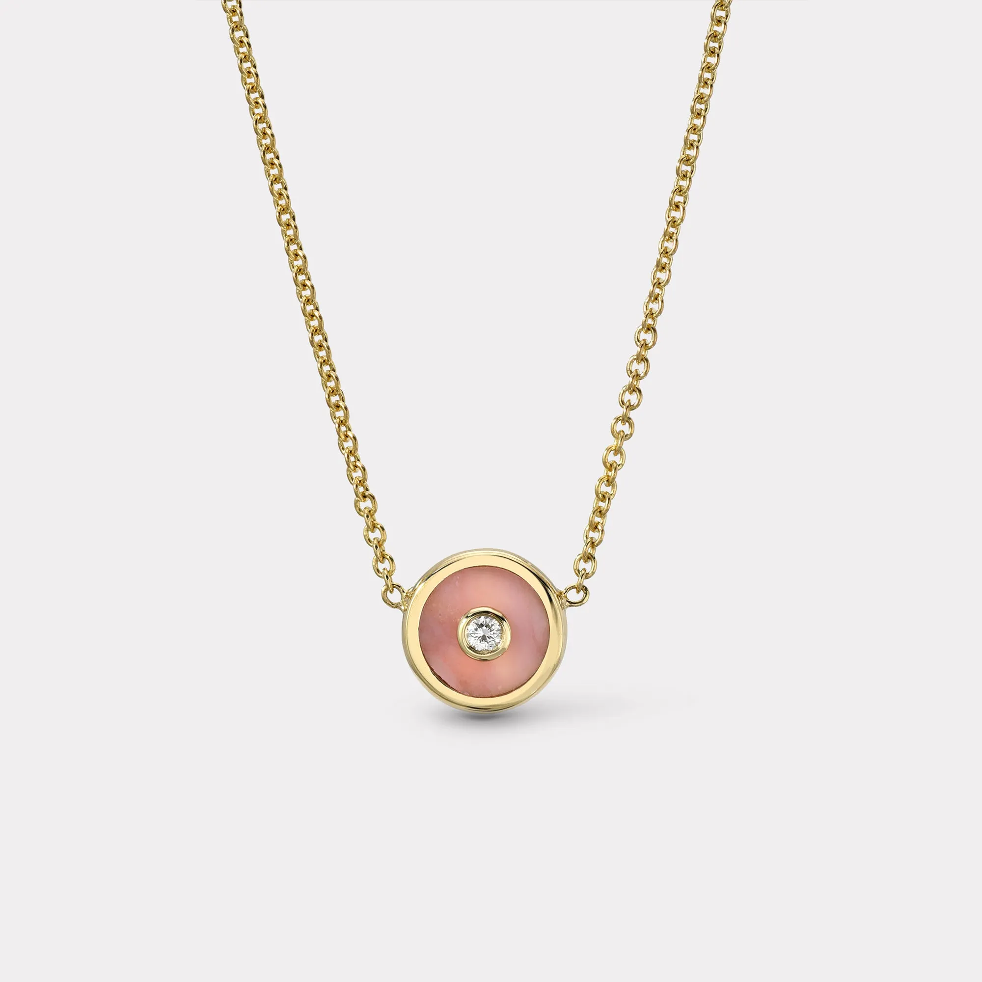 Mini Compass Pendant with Pink Opal