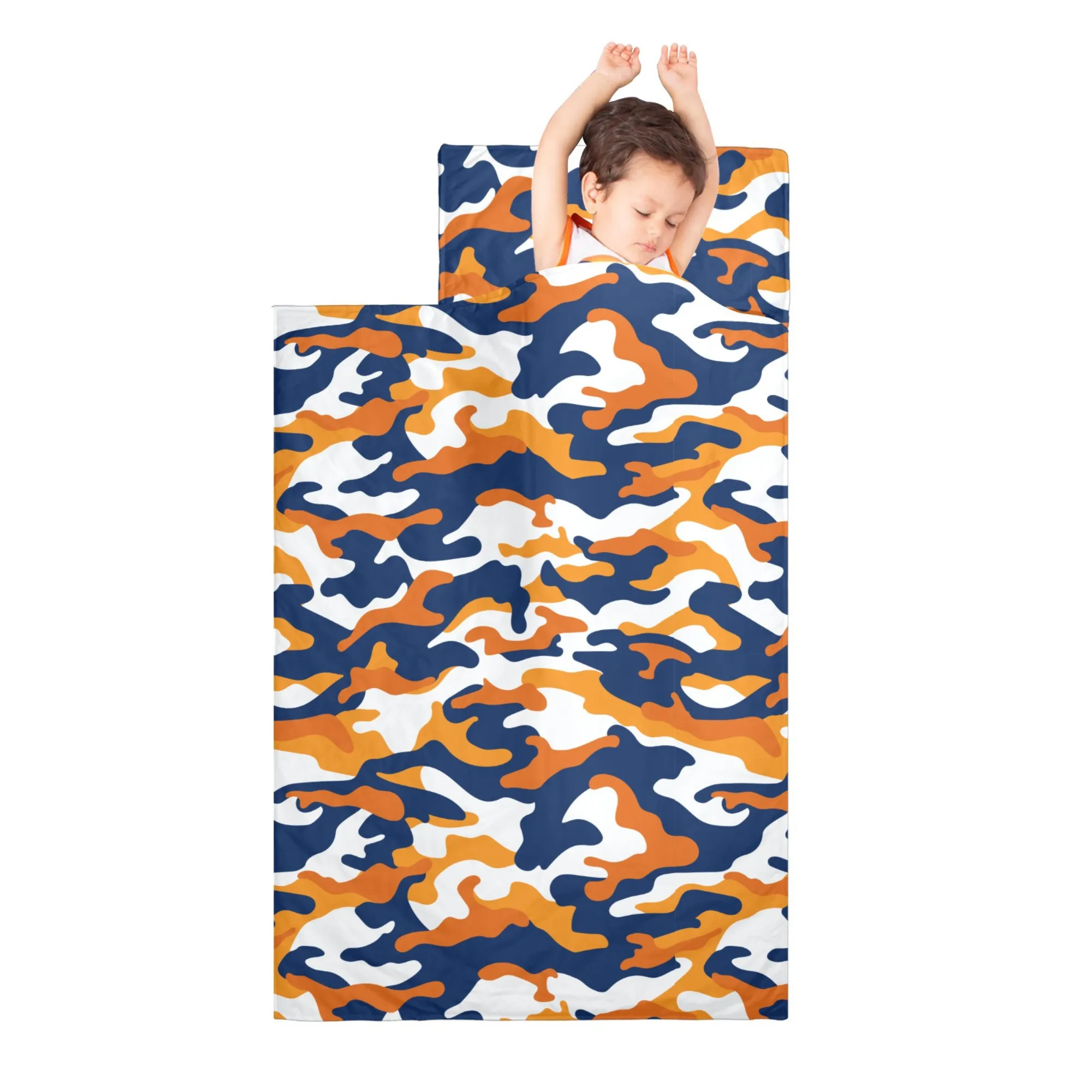 Orange Camo Kids' Long Sleeping Bag | A Catchy Blend of Comfort & Style | Lightweight and Durable Sleeping Bag for Kids