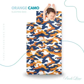 Orange Camo Kids' Long Sleeping Bag | A Catchy Blend of Comfort & Style | Lightweight and Durable Sleeping Bag for Kids