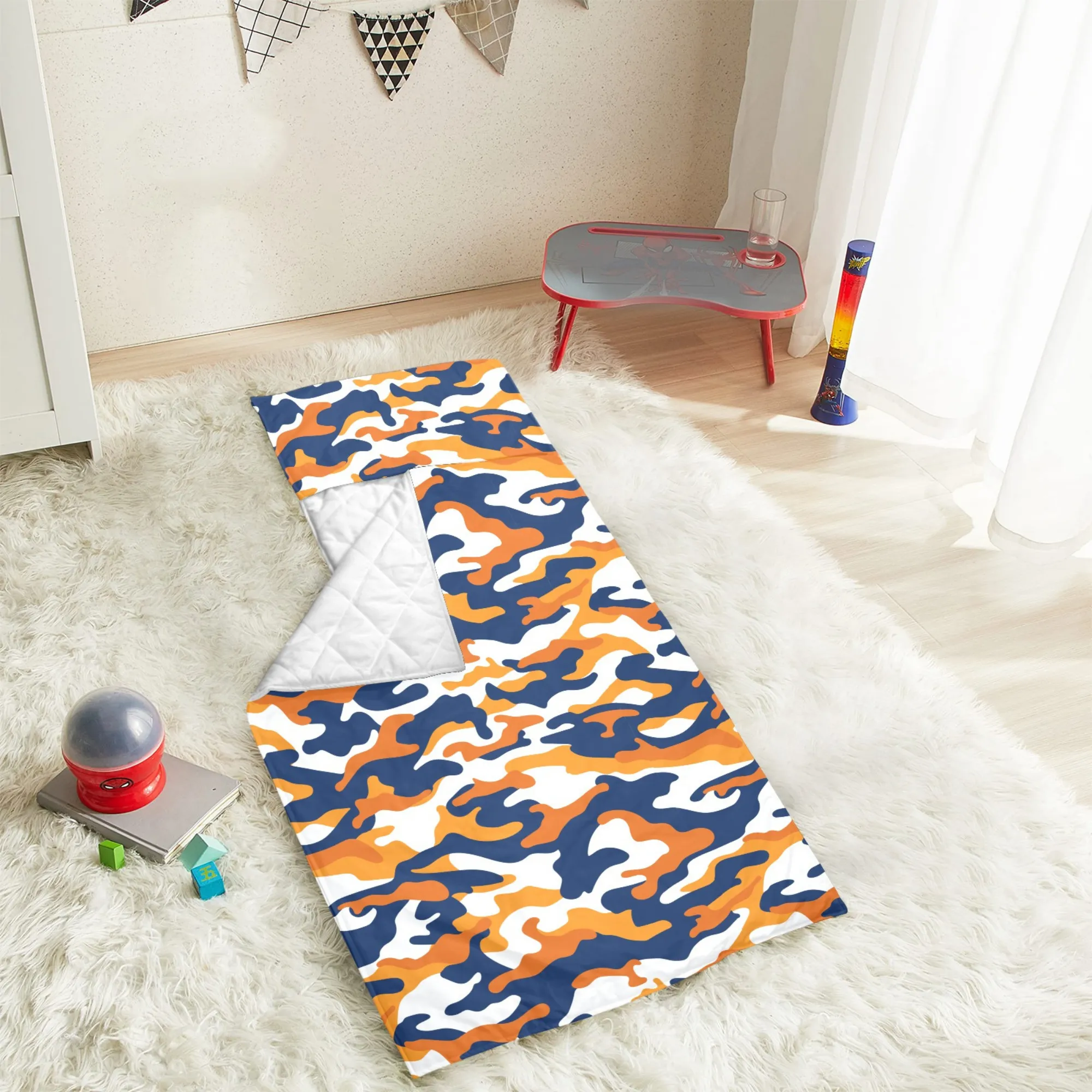 Orange Camo Kids' Long Sleeping Bag | A Catchy Blend of Comfort & Style | Lightweight and Durable Sleeping Bag for Kids