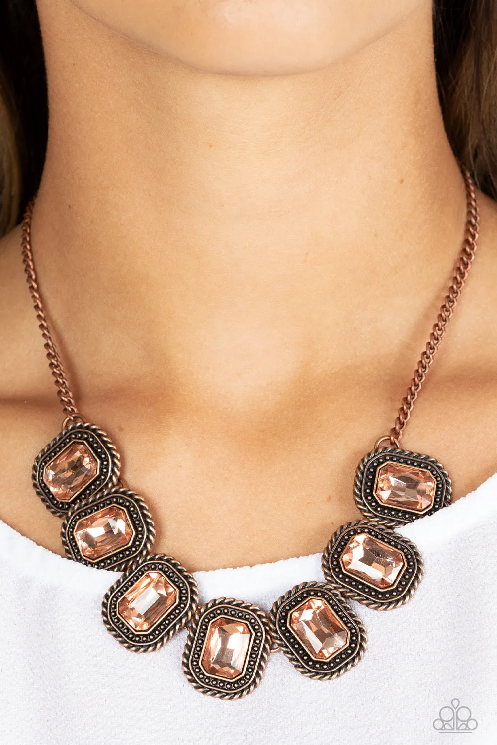 Paparazzi Iced Iron - Copper Necklace