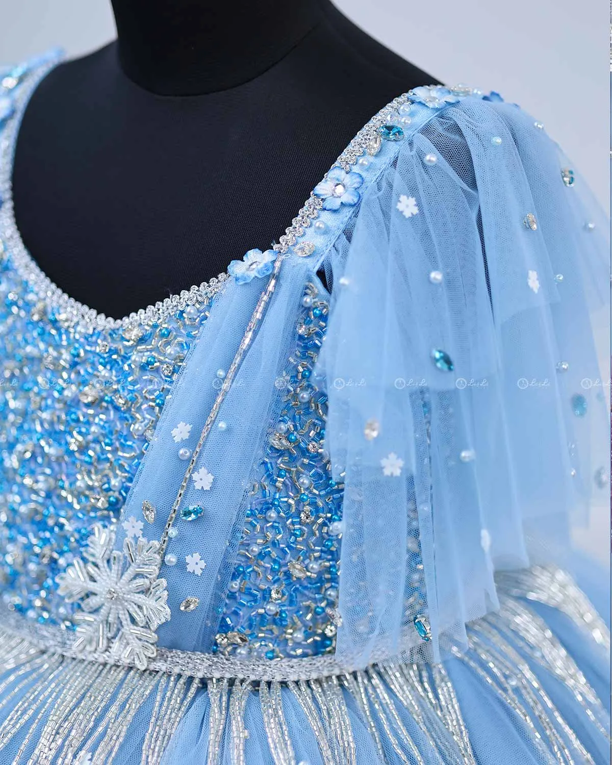 Pastel Aqua Blue Gown with Intricate Handworks