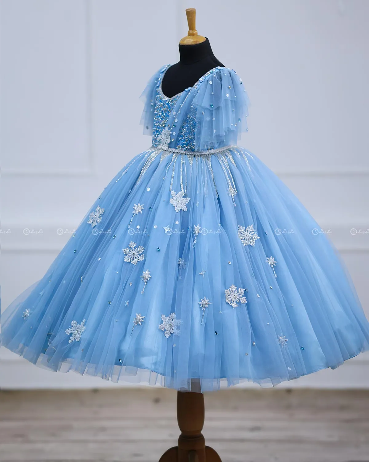 Pastel Aqua Blue Gown with Intricate Handworks