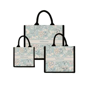 Pastel Flora Jute Tote Bag