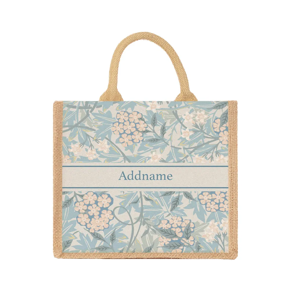 Pastel Flora Jute Tote Bag