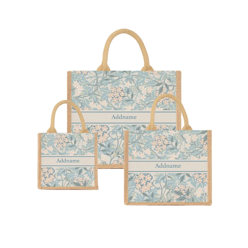 Pastel Flora Jute Tote Bag