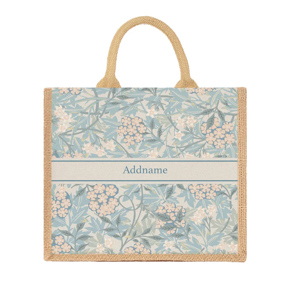 Pastel Flora Jute Tote Bag
