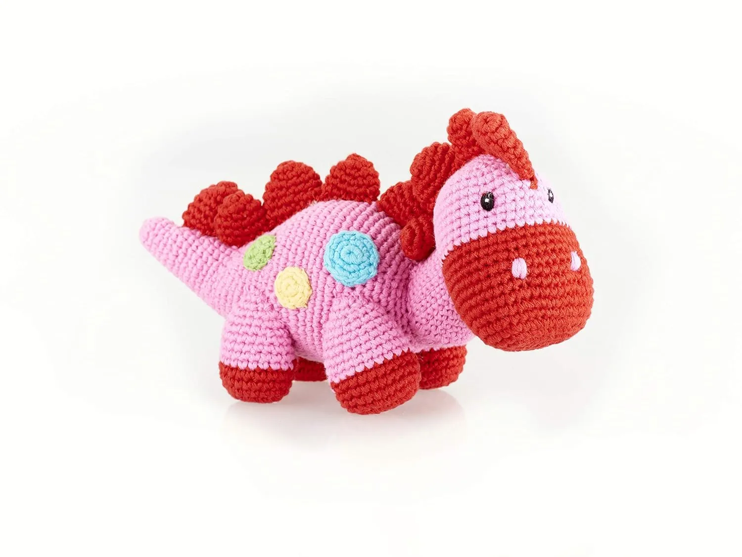 Pink Crochet 'Steggi' Dinosaur Rattle