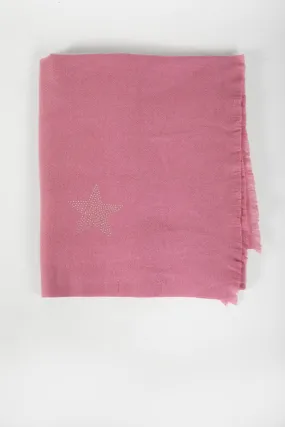 Pink Star Embellished Scarf