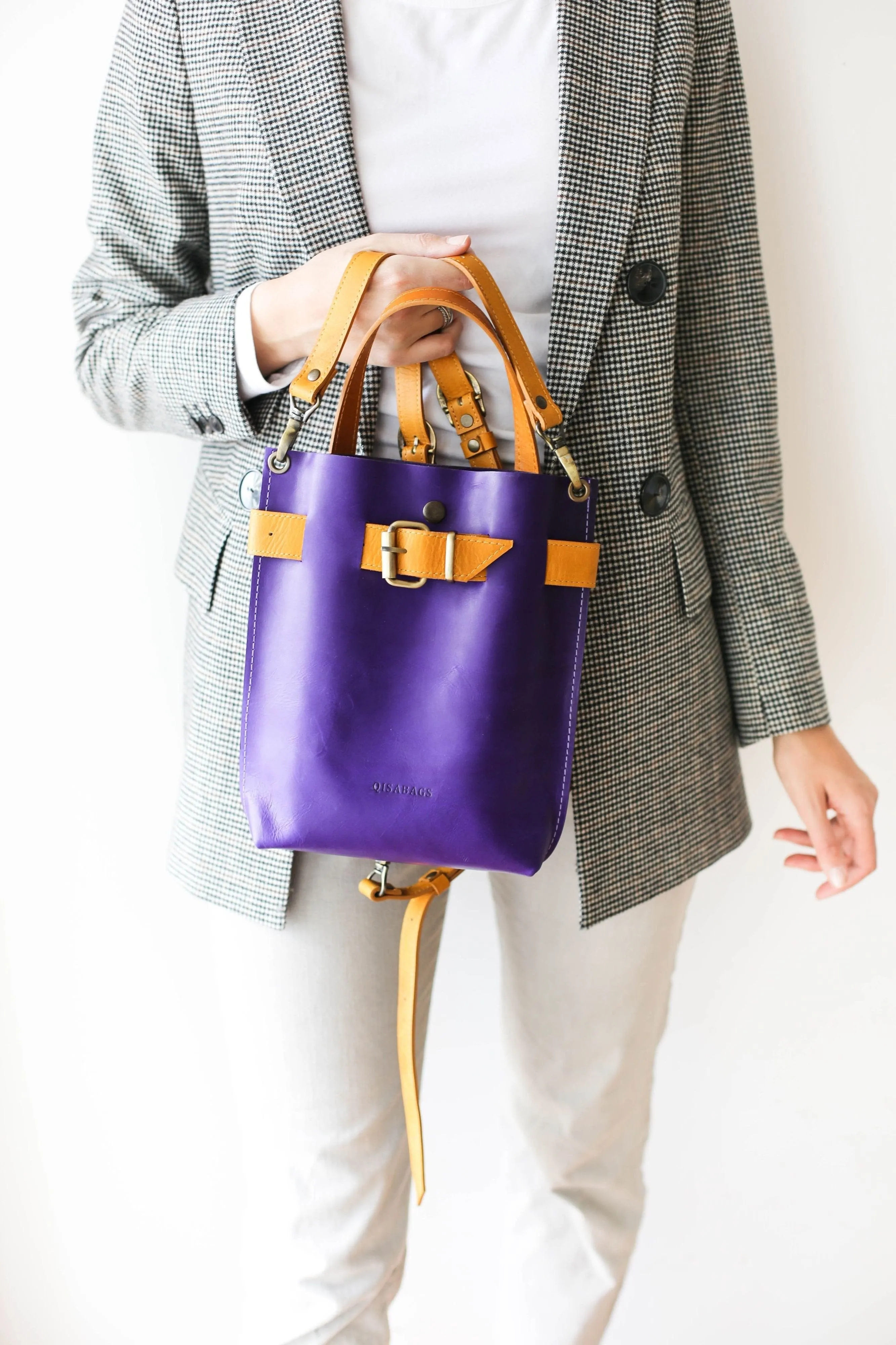 Purple Mini Leather Backpack (dual color)