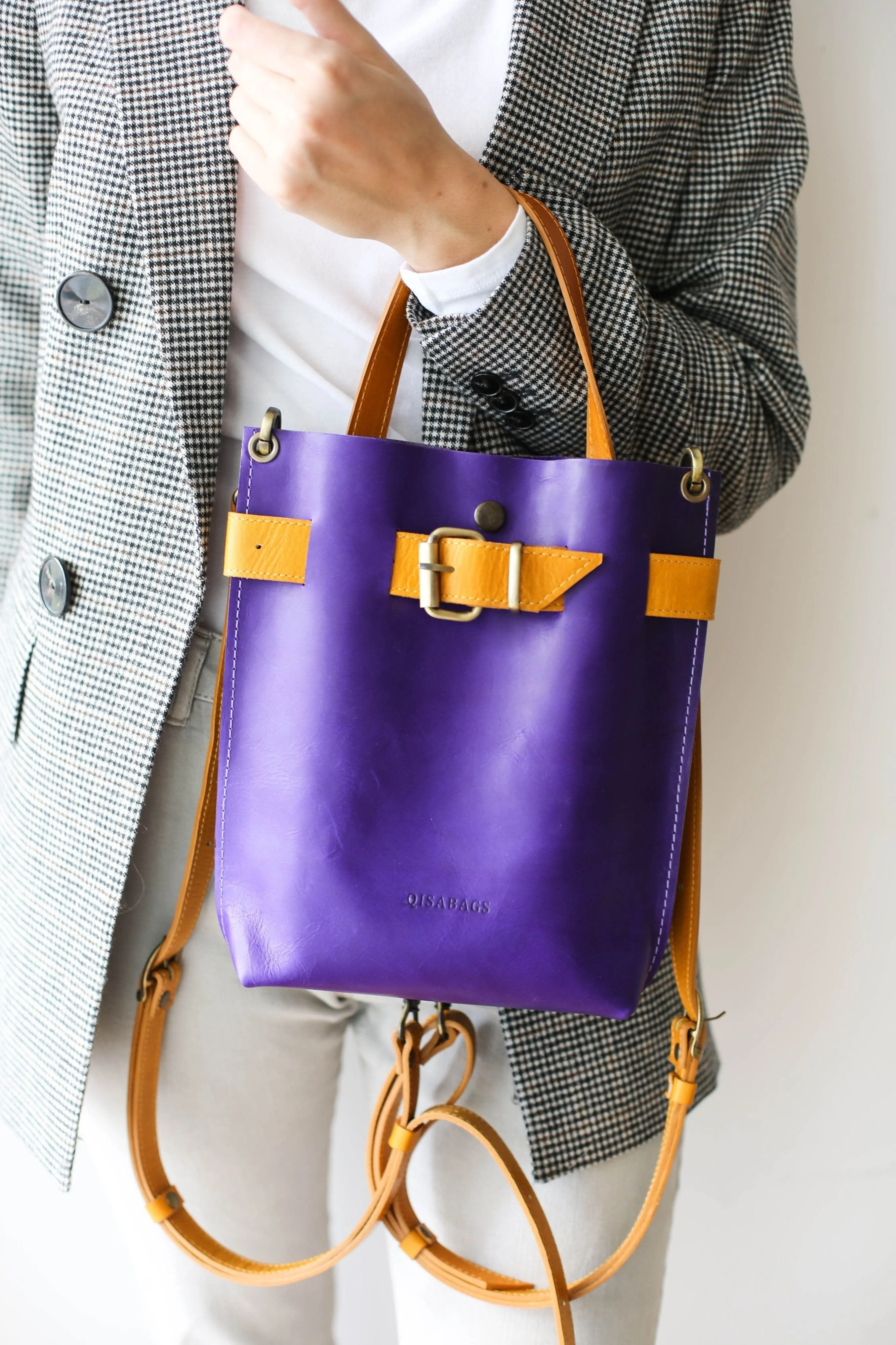 Purple Mini Leather Backpack (dual color)