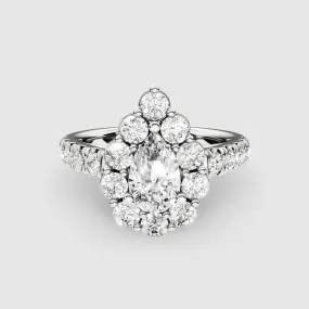 Scallop Halo Lab Grown Solitaire Ring-Pear