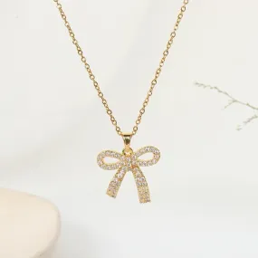 Studded Bow Necklace